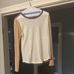 Madewell Cream and Tan Long Sleeve Tee